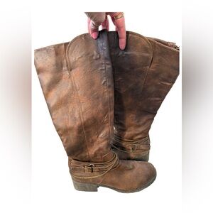 Brown Leather Knee-High Boots